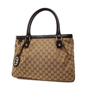Gucci Sukey Tote bag GG monogram canvas leather trim Brown